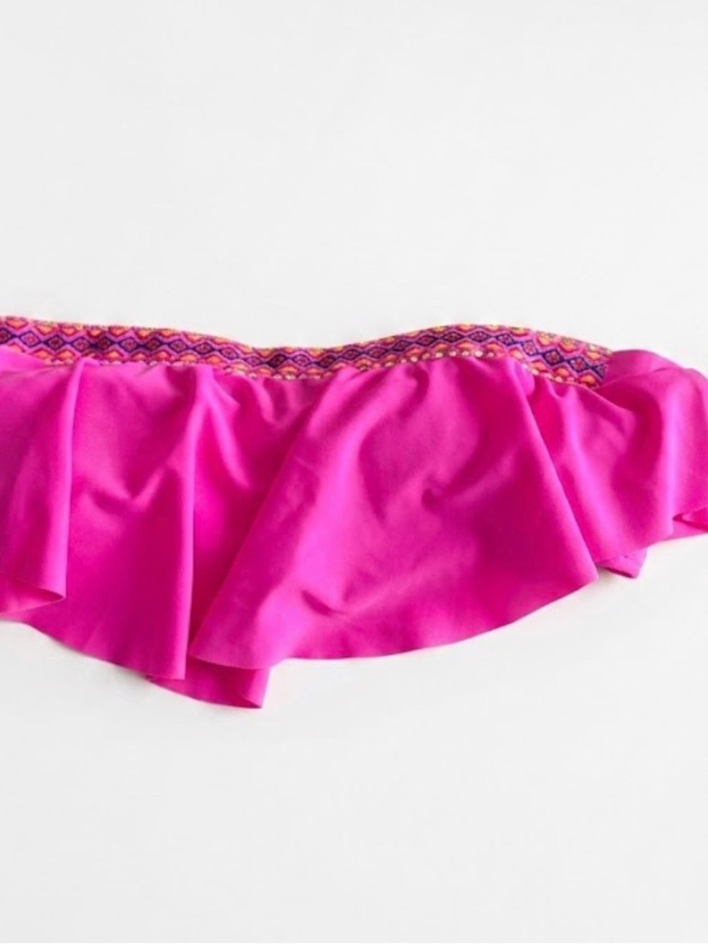 Y2K Fuchsia Ruffle Bandeau Top Geometric Embroidered Trim Arizona Jean Company